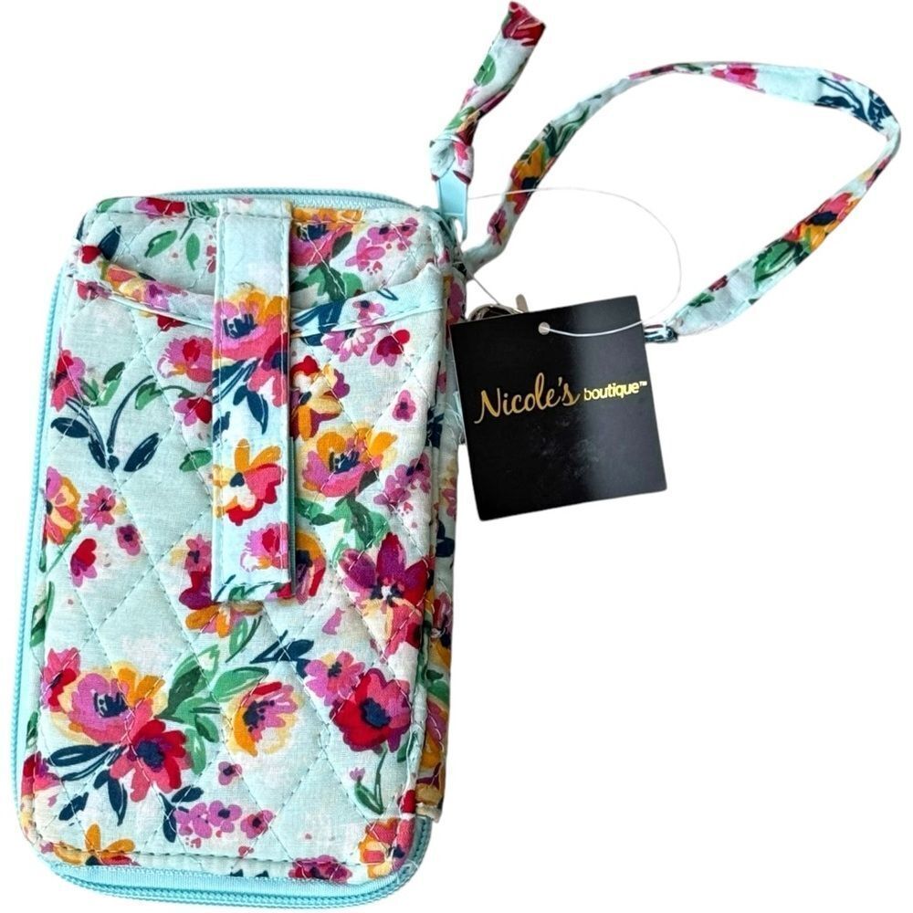 Nicole’s Boutique Colorful Floral Phone Holder Wallet Wristlet. NEW.